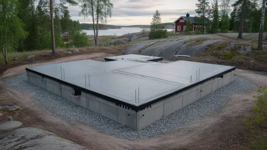 anlagd husgrund med armerad betongplatta f rdigst lld i resar vaxholm