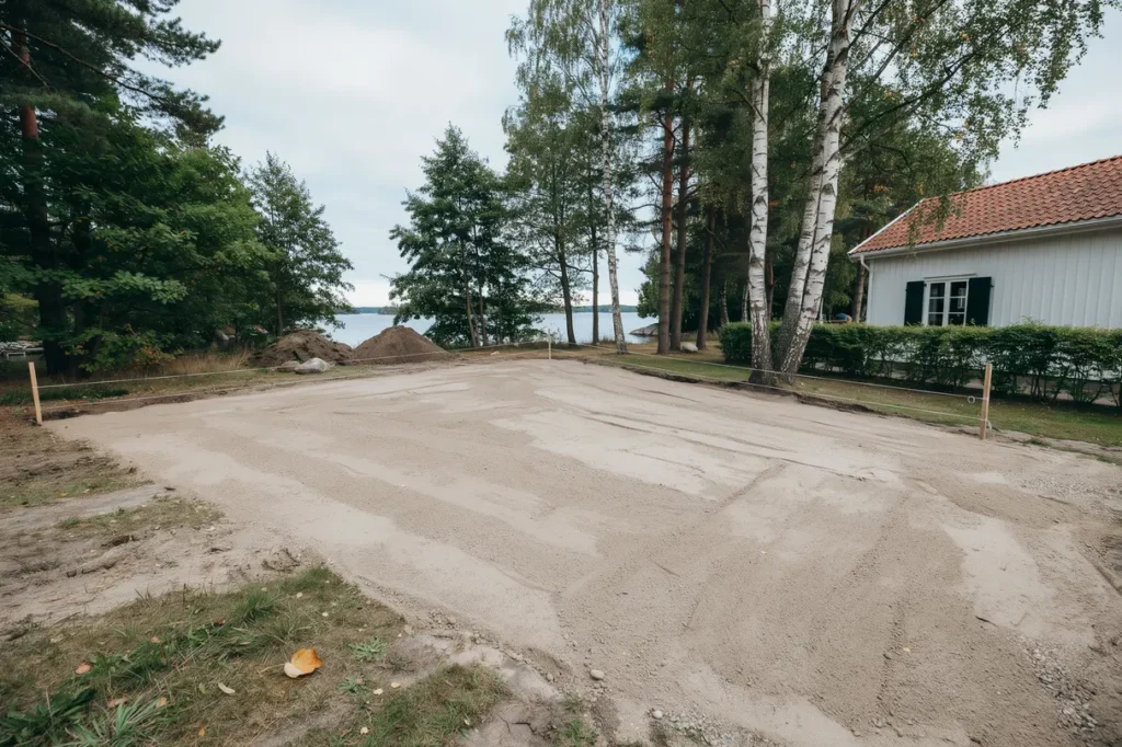schaktning och planering av villatomt i rind vaxholm